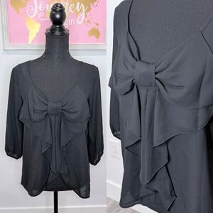 Humble Chic Bow Sheer Black Blouse